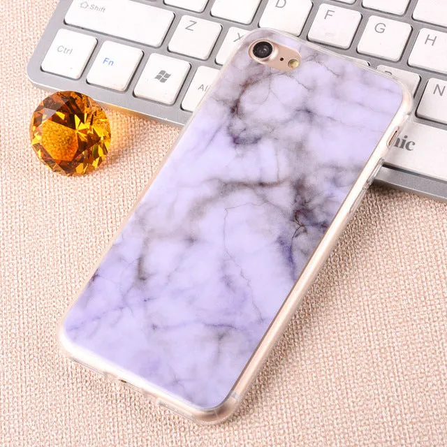 For Apple iPhone 7 6 6s Plus 5 5S SE Luxury Marble Stone Case Soft TPU Back Cover Capa Coque Fundas Phone Cases For iPhone7 Plus