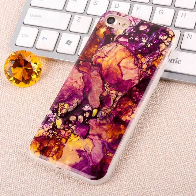 For Apple iPhone 7 6 6s Plus 5 5S SE Luxury Marble Stone Case Soft TPU Back Cover Capa Coque Fundas Phone Cases For iPhone7 Plus