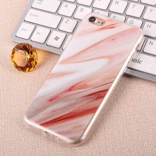 For Apple iPhone 7 6 6s Plus 5 5S SE Luxury Marble Stone Case Soft TPU Back Cover Capa Coque Fundas Phone Cases For iPhone7 Plus