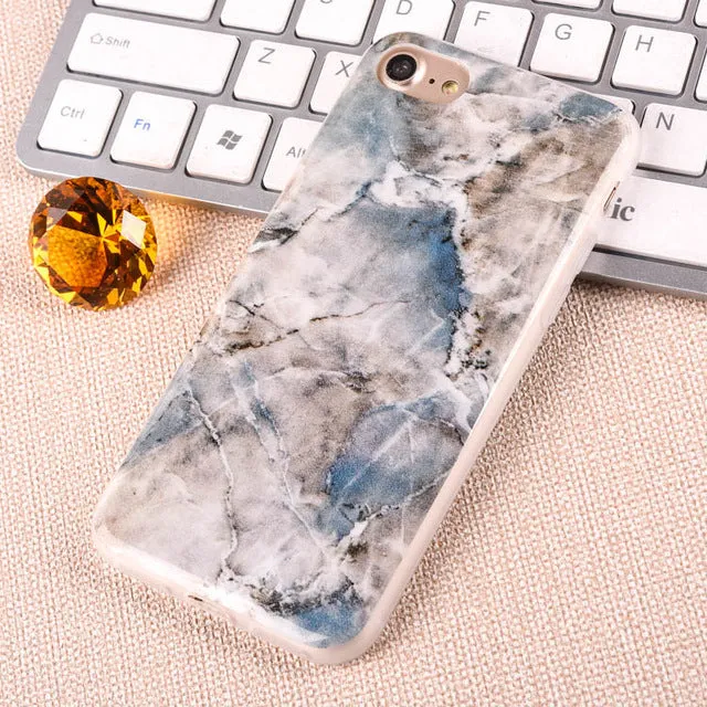 For Apple iPhone 7 6 6s Plus 5 5S SE Luxury Marble Stone Case Soft TPU Back Cover Capa Coque Fundas Phone Cases For iPhone7 Plus