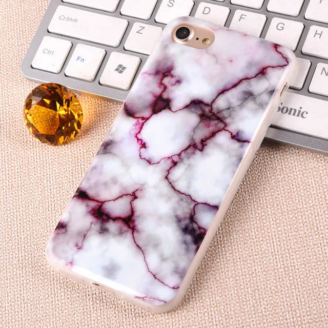 For Apple iPhone 7 6 6s Plus 5 5S SE Luxury Marble Stone Case Soft TPU Back Cover Capa Coque Fundas Phone Cases For iPhone7 Plus