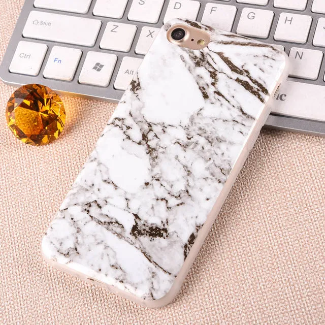 For Apple iPhone 7 6 6s Plus 5 5S SE Luxury Marble Stone Case Soft TPU Back Cover Capa Coque Fundas Phone Cases For iPhone7 Plus