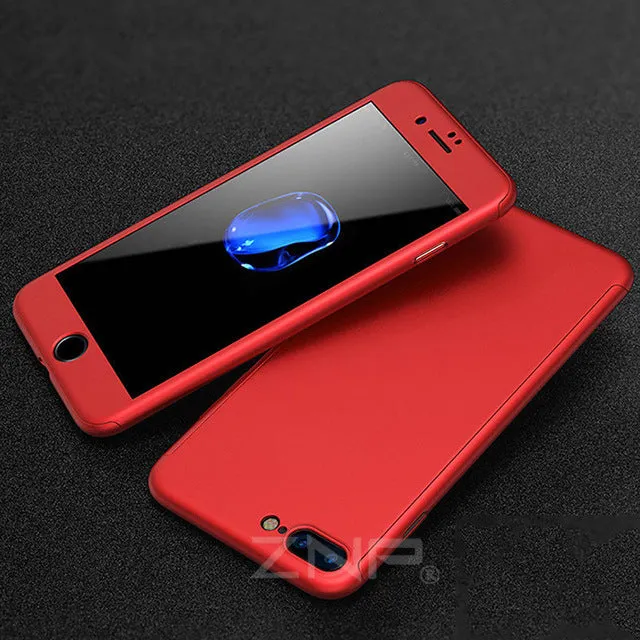 For Apple iPhone 7 6 6s Plus Luxury 360 Degree Protection Mobile Phone Case Capa Cover Coque Nano Glass case for iPhone6 7 Cases