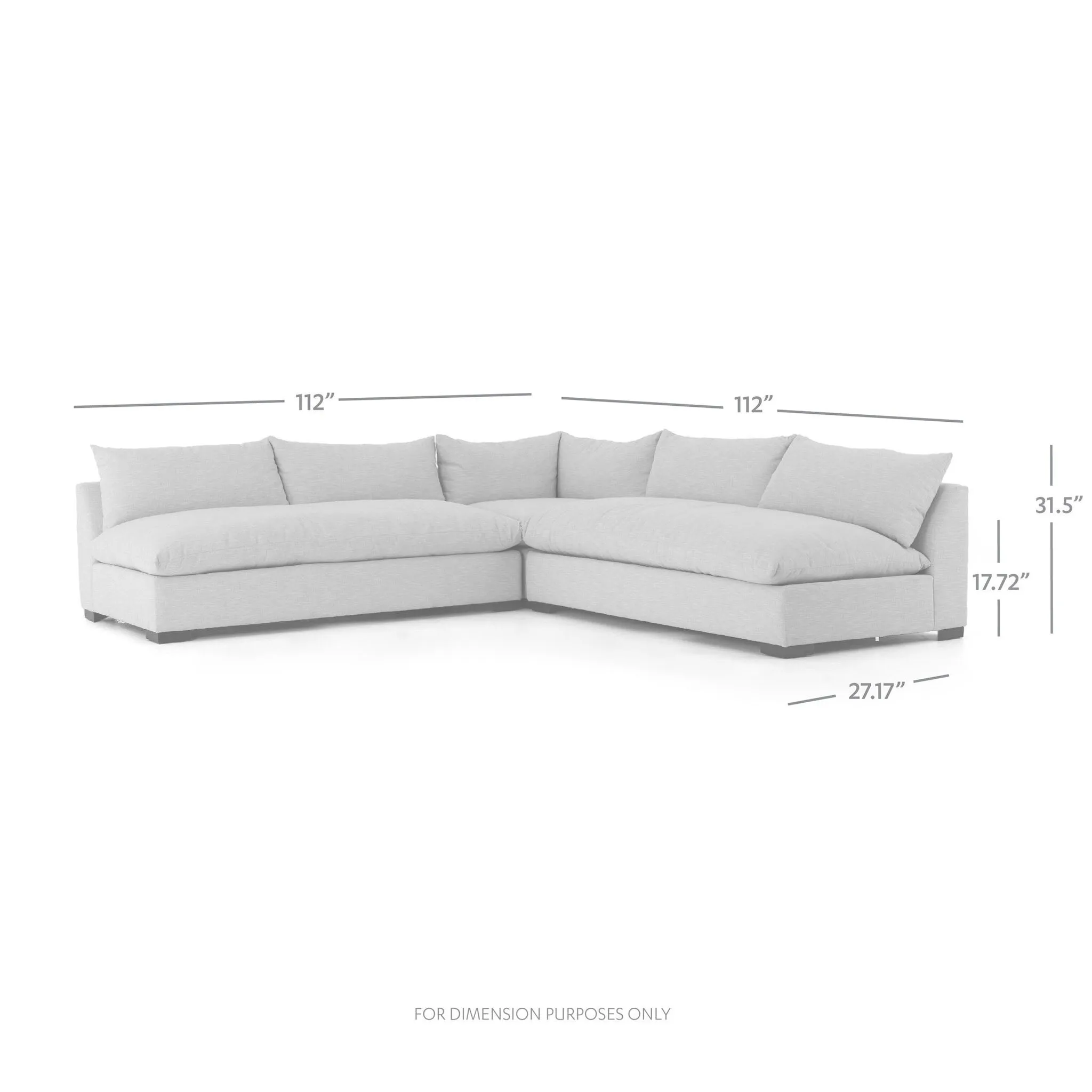 Four Hands Grant 3-Piece Sectional in Ashby Oatmeal