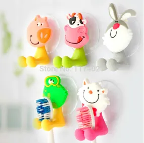 Free shipping cute Cartoon sucker toothbrush holder suction hooks bathroom set accessories Eco-Friendly