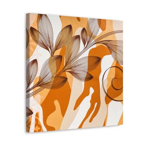 GADGETS WRAP Canvas Gallery Wrap Framed for Home Office Studio Living Room Decoration (10x10inch) - Flower Pattern Fabric Abstract