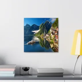 GADGETS WRAP Canvas Gallery Wrap Framed for Home Office Studio Living Room Decoration (10x10inch) - Hallstatt Austria Mountain Lake