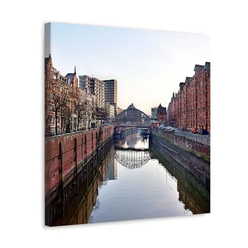 GADGETS WRAP Canvas Gallery Wrap Framed for Home Office Studio Living Room Decoration (10x10inch) - Hamburg Centrum