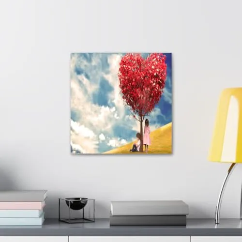 GADGETS WRAP Canvas Gallery Wrap Framed for Home Office Studio Living Room Decoration (10x10inch) - Heart Tree