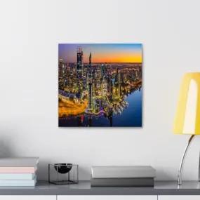 GADGETS WRAP Canvas Gallery Wrap Framed for Home Office Studio Living Room Decoration (10x10inch) - Hong Kong Downtown