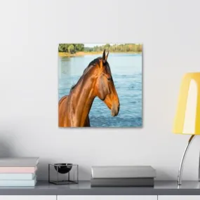 GADGETS WRAP Canvas Gallery Wrap Framed for Home Office Studio Living Room Decoration (10x10inch) - Horse In Water