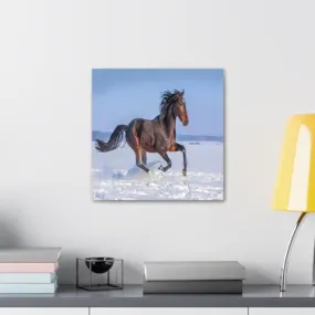 GADGETS WRAP Canvas Gallery Wrap Framed for Home Office Studio Living Room Decoration (10x10inch) - Horse Running Over Snow