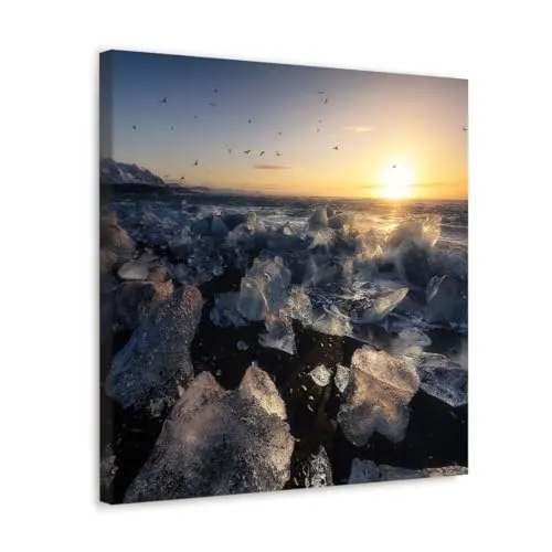 GADGETS WRAP Canvas Gallery Wrap Framed for Home Office Studio Living Room Decoration (10x10inch) - Ice Nature