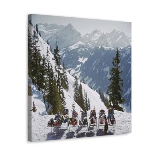 GADGETS WRAP Canvas Gallery Wrap Framed for Home Office Studio Living Room Decoration (10x10inch) - Lounging In Gstaad