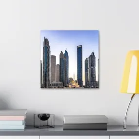 GADGETS WRAP Canvas Gallery Wrap Framed for Home Office Studio Living Room Decoration (10x10inch) - Luxury Dubai Marina