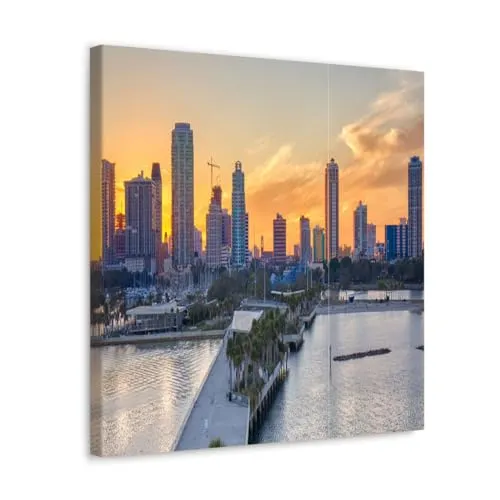 GADGETS WRAP Canvas Gallery Wrap Framed for Home Office Studio Living Room Decoration (10x10inch) - Miami City Sea