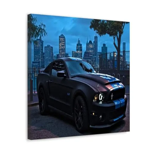 GADGETS WRAP Canvas Gallery Wrap Framed for Home Office Studio Living Room Decoration (10x10inch) - Morning Racer Mustang