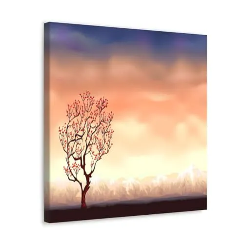 GADGETS WRAP Canvas Gallery Wrap Framed for Home Office Studio Living Room Decoration (10x10inch) - Nature Scenery View Vector Art