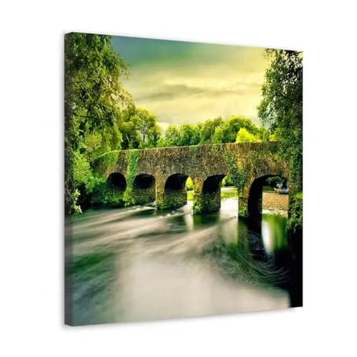 GADGETS WRAP Canvas Gallery Wrap Framed for Home Office Studio Living Room Decoration (10x10inch) - Old Bridge