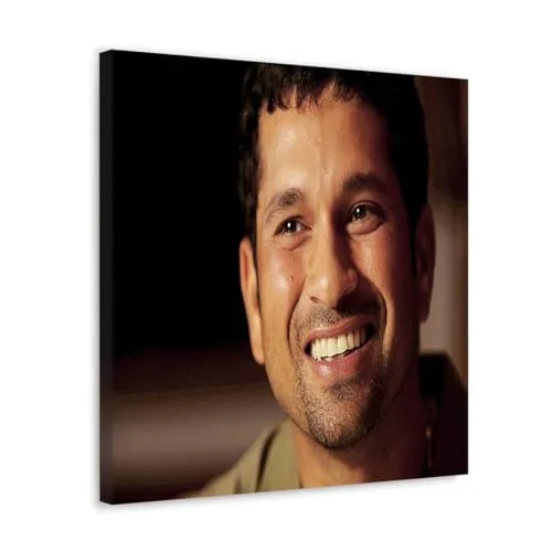 GADGETS WRAP Canvas Gallery Wrap Framed for Home Office Studio Living Room Decoration (10x10inch) - Old Sachin Tendulkar Smile