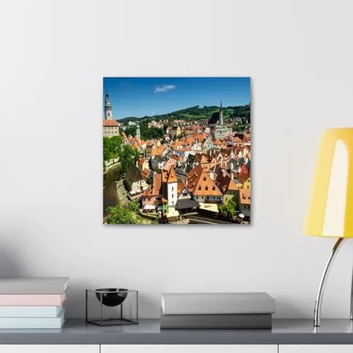 GADGETS WRAP Canvas Gallery Wrap Framed for Home Office Studio Living Room Decoration (10x10inch) - Old Town Of Cesky Krumlov