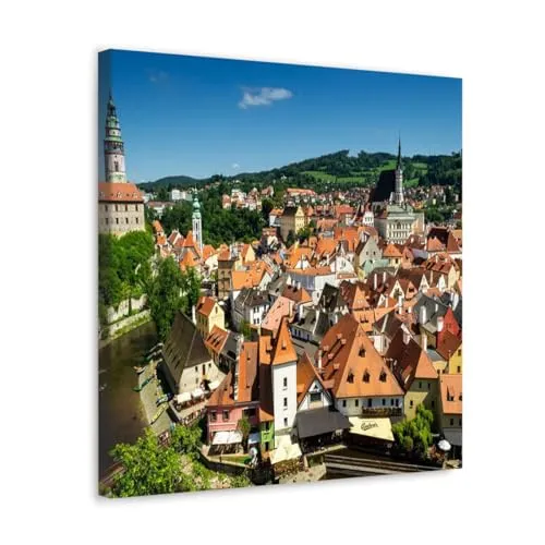 GADGETS WRAP Canvas Gallery Wrap Framed for Home Office Studio Living Room Decoration (10x10inch) - Old Town Of Cesky Krumlov