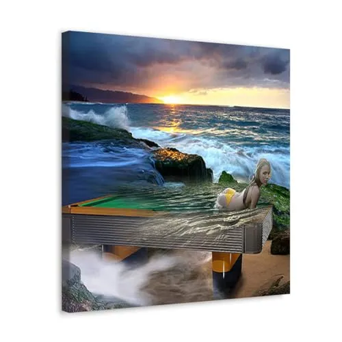 GADGETS WRAP Canvas Gallery Wrap Framed for Home Office Studio Living Room Decoration (10x10inch) - Outdoor Pool