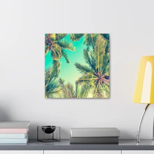 GADGETS WRAP Canvas Gallery Wrap Framed for Home Office Studio Living Room Decoration (10x10inch) - Palm Trees Closeup (2)