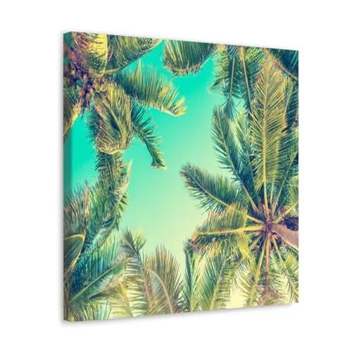 GADGETS WRAP Canvas Gallery Wrap Framed for Home Office Studio Living Room Decoration (10x10inch) - Palm Trees Closeup (2)