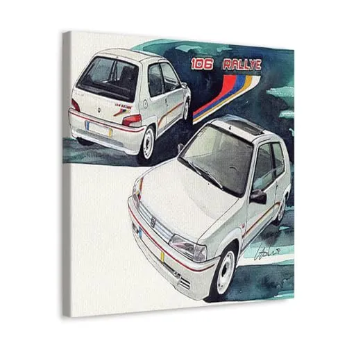 GADGETS WRAP Canvas Gallery Wrap Framed for Home Office Studio Living Room Decoration (10x10inch) - Peugeot 106 Rallye Mk 1