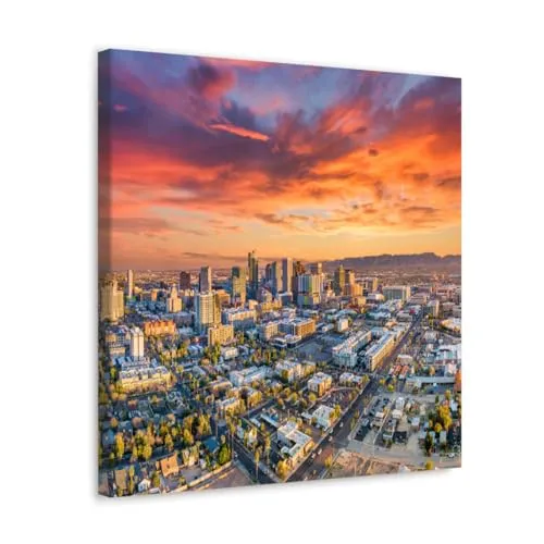 GADGETS WRAP Canvas Gallery Wrap Framed for Home Office Studio Living Room Decoration (10x10inch) - Phoenix Usa Downtown Skyline