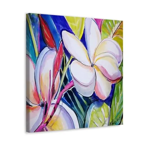 GADGETS WRAP Canvas Gallery Wrap Framed for Home Office Studio Living Room Decoration (10x10inch) - Plumeria Burst