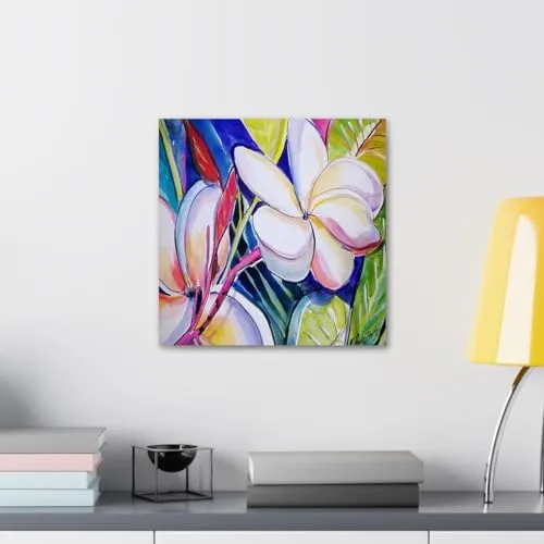 GADGETS WRAP Canvas Gallery Wrap Framed for Home Office Studio Living Room Decoration (10x10inch) - Plumeria Burst