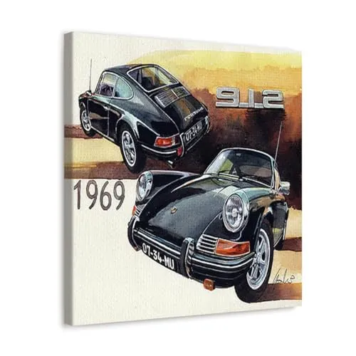 GADGETS WRAP Canvas Gallery Wrap Framed for Home Office Studio Living Room Decoration (10x10inch) - Porsche 912