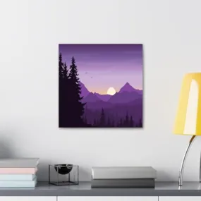 GADGETS WRAP Canvas Gallery Wrap Framed for Home Office Studio Living Room Decoration (10x10inch) - Purple Sunset Forest