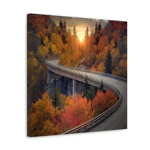 GADGETS WRAP Canvas Gallery Wrap Framed for Home Office Studio Living Room Decoration (10x10inch) - Road Over Forest