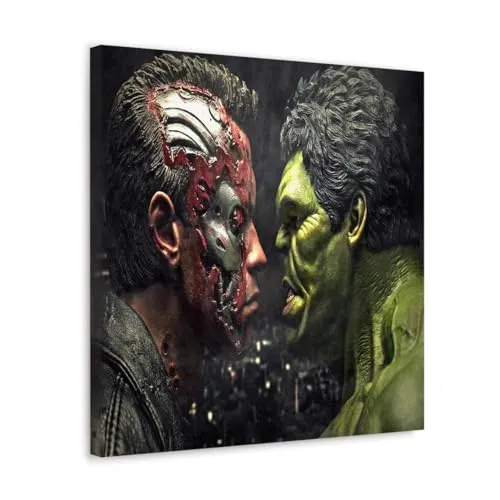 GADGETS WRAP Canvas Gallery Wrap Framed for Home Office Studio Living Room Decoration (10x10inch) - Robot And Monster