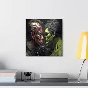 GADGETS WRAP Canvas Gallery Wrap Framed for Home Office Studio Living Room Decoration (10x10inch) - Robot And Monster