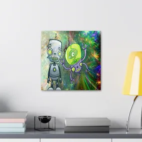 GADGETS WRAP Canvas Gallery Wrap Framed for Home Office Studio Living Room Decoration (10x10inch) - Robot Future Comic Drawing