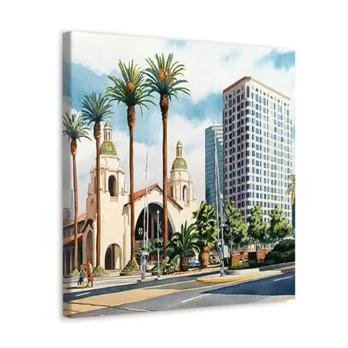 GADGETS WRAP Canvas Gallery Wrap Framed for Home Office Studio Living Room Decoration (10x10inch) - Santa Fe Depot San Diego