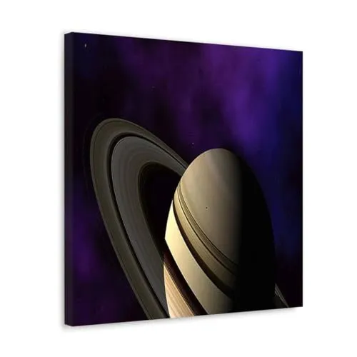 GADGETS WRAP Canvas Gallery Wrap Framed for Home Office Studio Living Room Decoration (10x10inch) - Saturn Rings Close Up