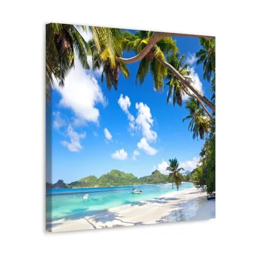 GADGETS WRAP Canvas Gallery Wrap Framed for Home Office Studio Living Room Decoration (10x10inch) - Sea & Trees View