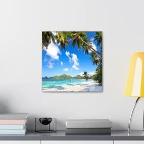 GADGETS WRAP Canvas Gallery Wrap Framed for Home Office Studio Living Room Decoration (10x10inch) - Sea & Trees View