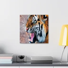 GADGETS WRAP Canvas Gallery Wrap Framed for Home Office Studio Living Room Decoration (10x10inch) - Snarling Tiger