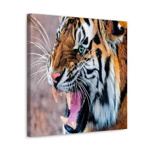 GADGETS WRAP Canvas Gallery Wrap Framed for Home Office Studio Living Room Decoration (10x10inch) - Snarling Tiger