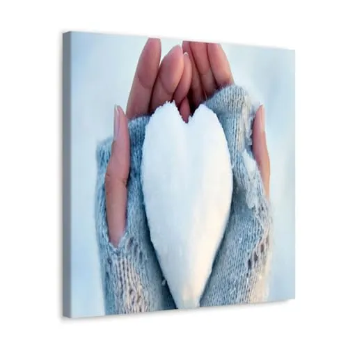 GADGETS WRAP Canvas Gallery Wrap Framed for Home Office Studio Living Room Decoration (10x10inch) - Snow Heart (2)