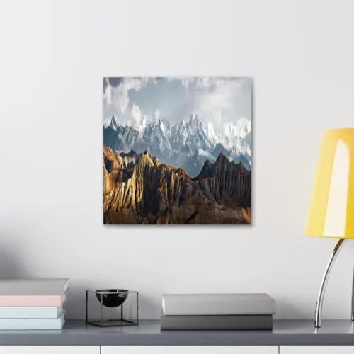 GADGETS WRAP Canvas Gallery Wrap Framed for Home Office Studio Living Room Decoration (10x10inch) - Snow Mountains View Photograph Nepal