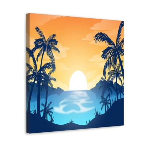 GADGETS WRAP Canvas Gallery Wrap Framed for Home Office Studio Living Room Decoration (10x10inch) - Summer Landscape Background For Zoom