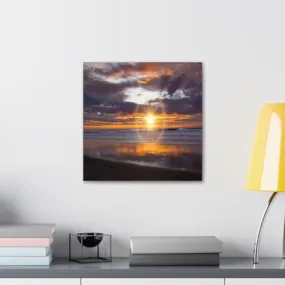 GADGETS WRAP Canvas Gallery Wrap Framed for Home Office Studio Living Room Decoration (10x10inch) - Sunset Sea Scenery