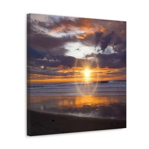 GADGETS WRAP Canvas Gallery Wrap Framed for Home Office Studio Living Room Decoration (10x10inch) - Sunset Sea Scenery